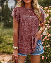 Prickig kortärmad chiffongskjorta